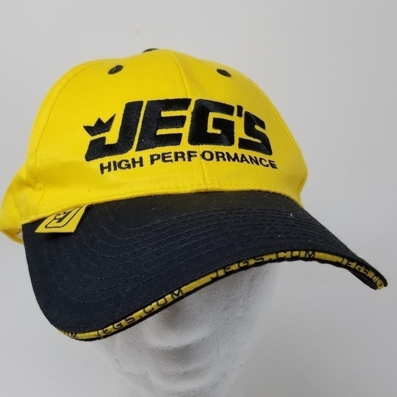 JEGS High Performance Baseball Cap Hat Adjustable Black Yellow Embroidered Cars - Picture 10 of 10